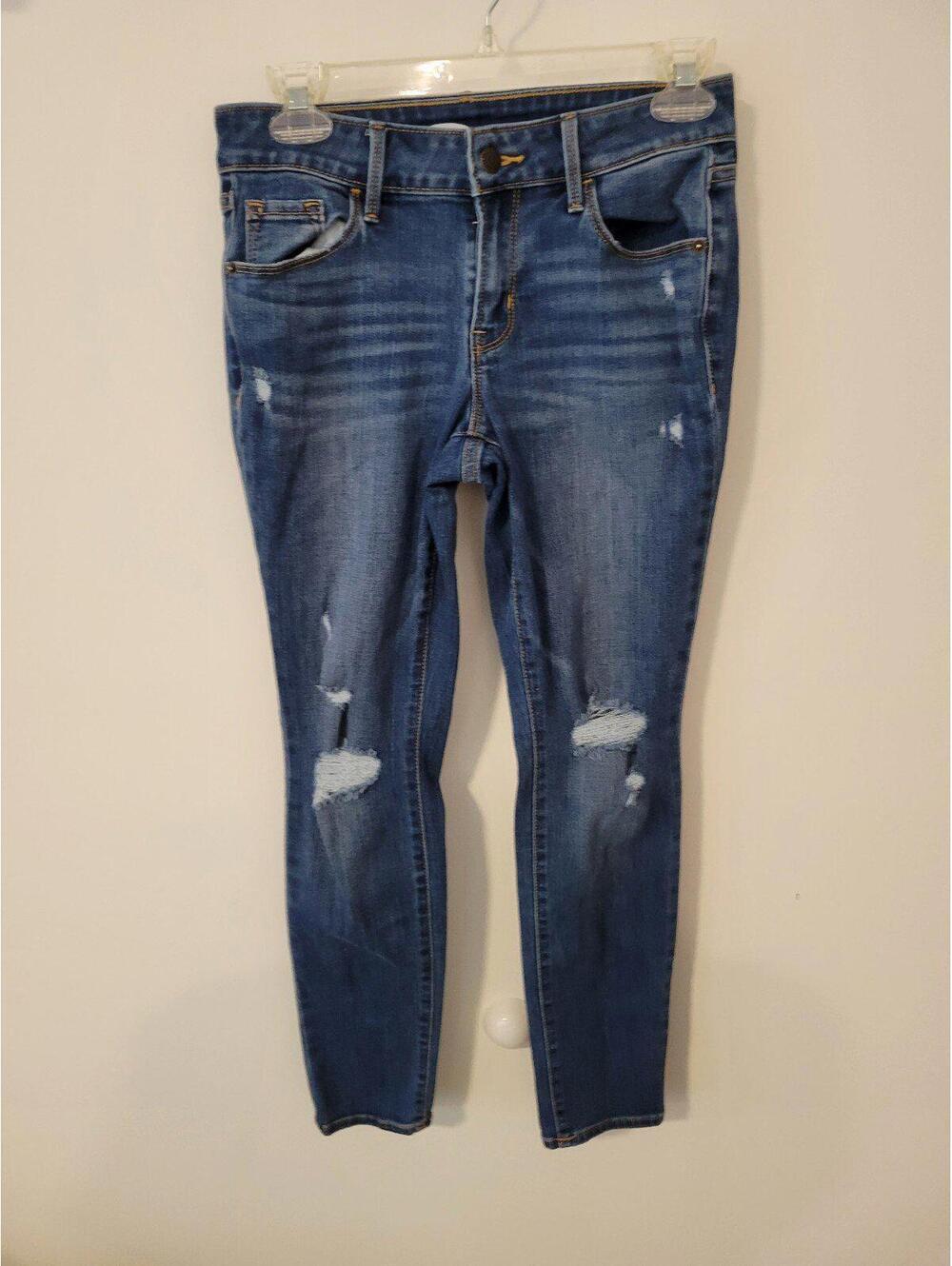 Women's Distressed Blue Denim Skinny Jeans